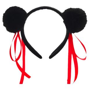 可爱哪吒头饰发箍毛球丸子头龙角发卡搞怪拍照发饰哪咤头箍儿童