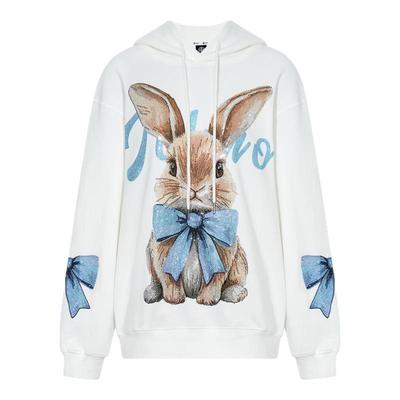 TCH轻奢潮牌兔子烫钻百搭卡通宽松连帽卫衣25秋冬新款T75C12E9008