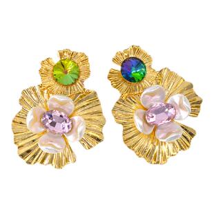 巴洛克流苏玫瑰耳钉耳环耳饰礼服夸张年会晚会长条修脸菊花耳夹