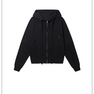 NOP收腰倒梯形蝙蝠袖拉链卫衣