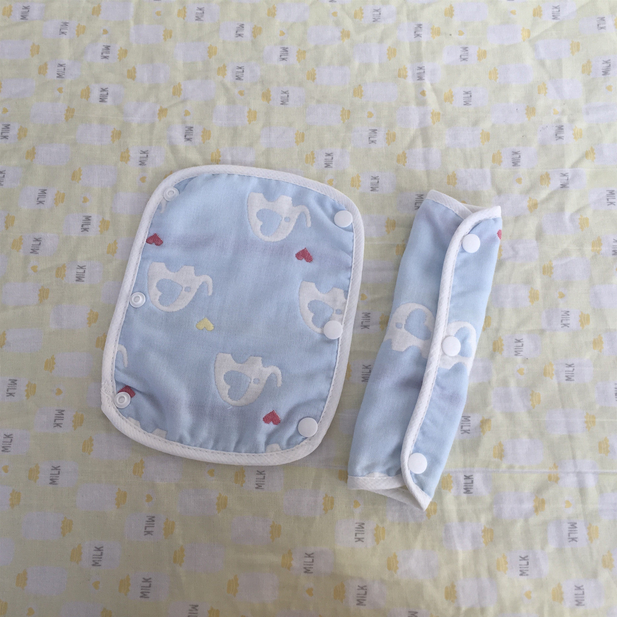 宝宝咬咬巾推车安全带护肩套护腿保护套纯棉纱布肩垫背带口水巾啃