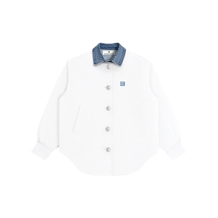 【马嘉祺同款】CalledBack白鸭绒羽绒服女秋冬拼接牛仔假两件外套