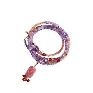 珞有时「紫气东来」长款中式项链女小众复古国风串珠毛衣链