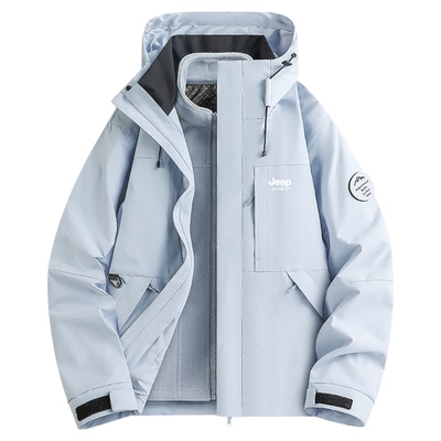 JEEP蓝色冲锋衣外套男女2025新款