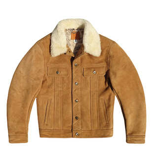 澳洲绒面无涂原生态羊皮毛一体真皮皮衣美式西部复古牛仔保暖舒适