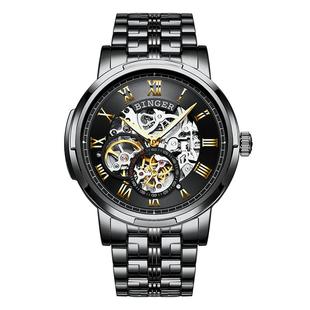 瑞士正品BINGER宾格手表男士镂空机械表全自动陀飞轮防水高端腕表