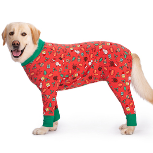 大狗狗衣服薄款防舔金毛中型大型犬全包护关节护肚黑色红色四脚衣