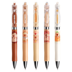 卡皮巴拉刷题笔ST笔速干考试笔黑色水笔0.5mm中性笔顺滑不断墨学生用ins风高颜值黑笔考试刷题专用按动中性笔