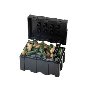 小颗粒积木人仔偶军事场景武器装备箱迫击炮弹配件收纳盒拼装玩具