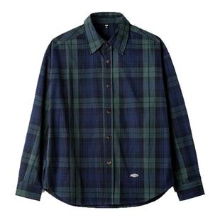 马登工装美式复古蓝绿色格子衬衫外套纯棉肌理感长袖薄款衬衣男秋