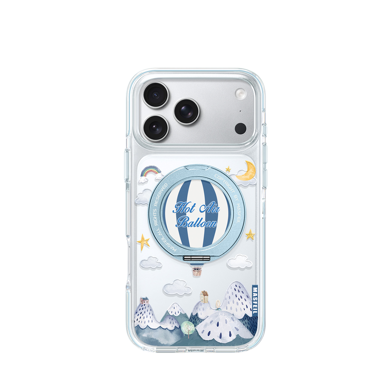 MASFEIL× 热气球之旅适用iPhone17Promax手机壳新款ip15磁吸带支架Go8苹果16Pro保护套支点高级感13pm超薄女