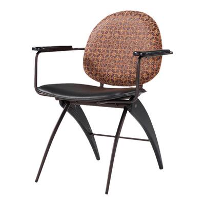 中古复古绒面布艺软包餐椅