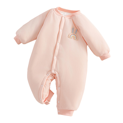 婴儿夹棉连体衣新生宝宝a类纯棉衣服冬装婴幼儿早秋加厚外出棉服