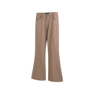 PUBLIC RADIO｜美国70S复古条纹高级喇叭裤复合羊绒高腰修身设计