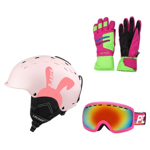 乐凯奇专业成人滑雪头盔女男户外安全防撞雪盔雪镜一体式护具装备