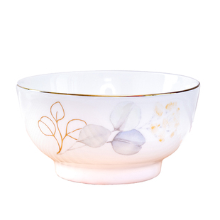 天顺陶瓷餐具瓷碗家用碗碟碗盘金边饭碗面碗大号轻奢中式高级感