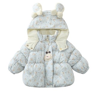 女童加绒加厚棉衣外套2025冬装新款女宝宝洋气保暖棉服女孩上衣潮