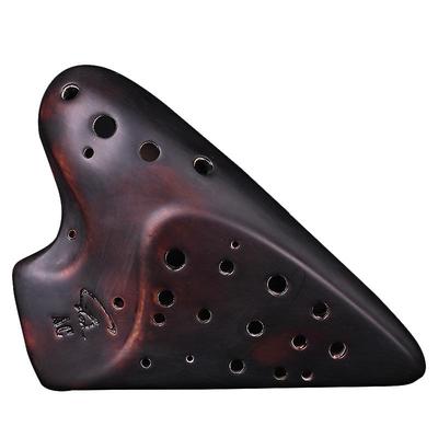 风雅陶笛熏烧演奏级调三管陶笛