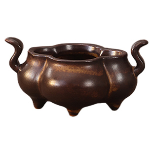 仿古海棠陶瓷香炉家用室内香薰炉香道檀香线香插熏香炉中式摆件