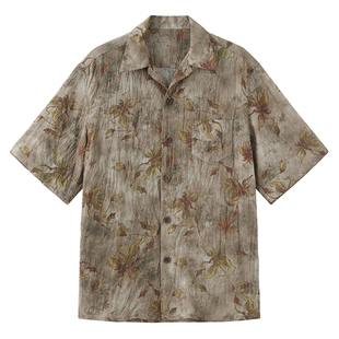 半片花瓣「幽兰」草木染风微皱肌理衬衫 复古港风翻领设计感上衣