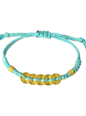 五帝钱手链藏式盘缠铜钱红绳