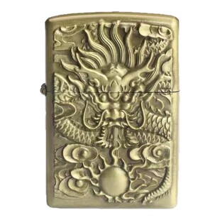 个性礼物煤油打火机复古中国龙浮雕男士新款处理旧铜礼盒国潮送人