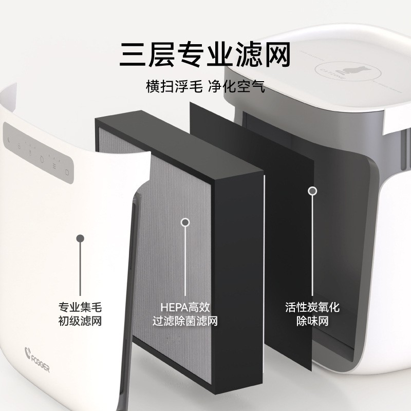 科高跨境新品小白宠物空气净化器家用杀菌吸毛除味除臭净化机客厅