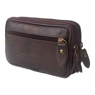 跨腰真皮手机包男士穿皮带小腰包多功能中年横款老人手机包牛皮包