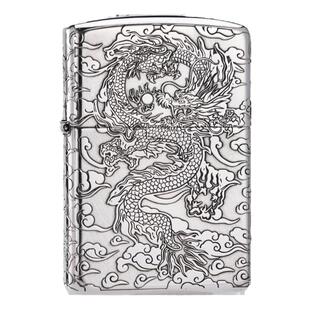 zippo正品纯银打火机 九五之尊祥云龙官方旗舰店防风煤油送男友礼