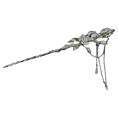 茉莉系列 原创设计镀银发簪高级感冷淡风小众新中式花朵流苏发饰