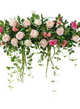 婚礼装饰花排 仿真花假花花艺墙面装饰拱门花艺酒吧KTV 橱窗壁挂
