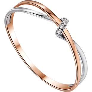 潮宏基至简18K金戒指钻石彩金戒圈指环手饰妇女节妇女节礼物交织