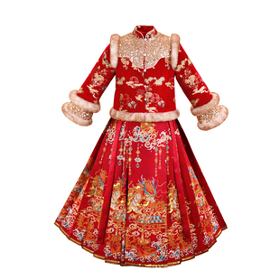 汉服女童冬装2025新款儿童拜年服古装过年服冬新年衣服喜庆唐装女