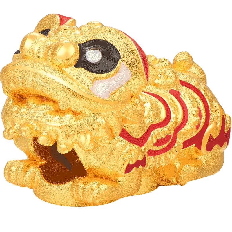 明牌珠宝3D硬金烤漆吉狮串珠