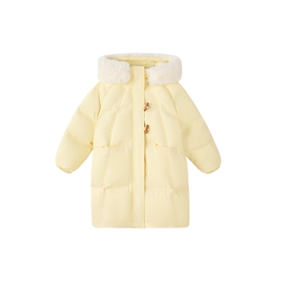 笛莎童装女童羽绒服2025秋冬装中大童宝宝儿童加厚中长款毛领外套