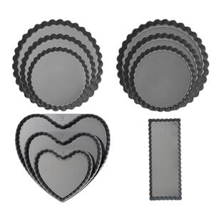 三能活底菊花模具 硬膜烤盘挞盘花边披萨烤盘硬膜烤箱用耐热派盘