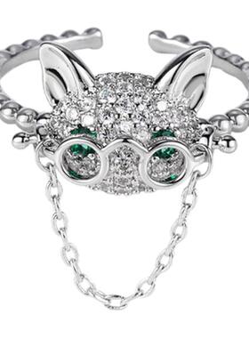 新款小猫设计感时尚女食指戒