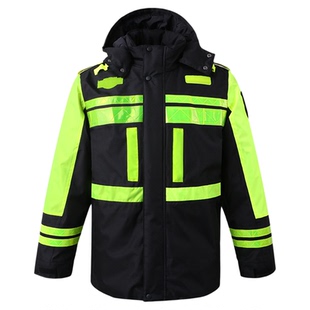 LIKAI交通道路高速荧光黄反光雨衣棉衣骑行防水衣服成人外套套装