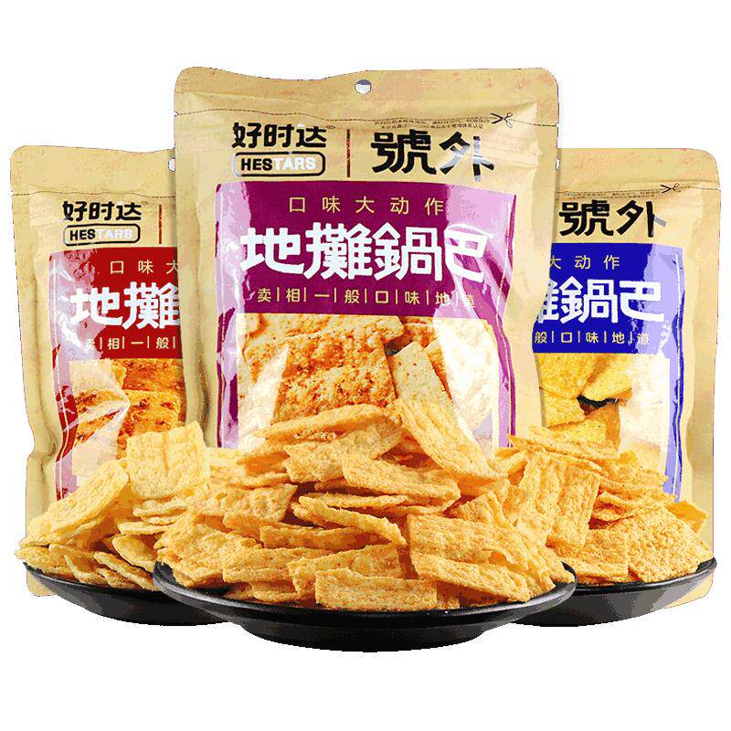好时达地摊锅巴108g香浓玉米味高辣味手工粗粮脆片花椒味锅巴零食