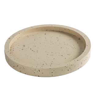 圆形仿水泥花盆托盘接水盘底座底托底盘绿植盆栽花盘定制加厚轻奢