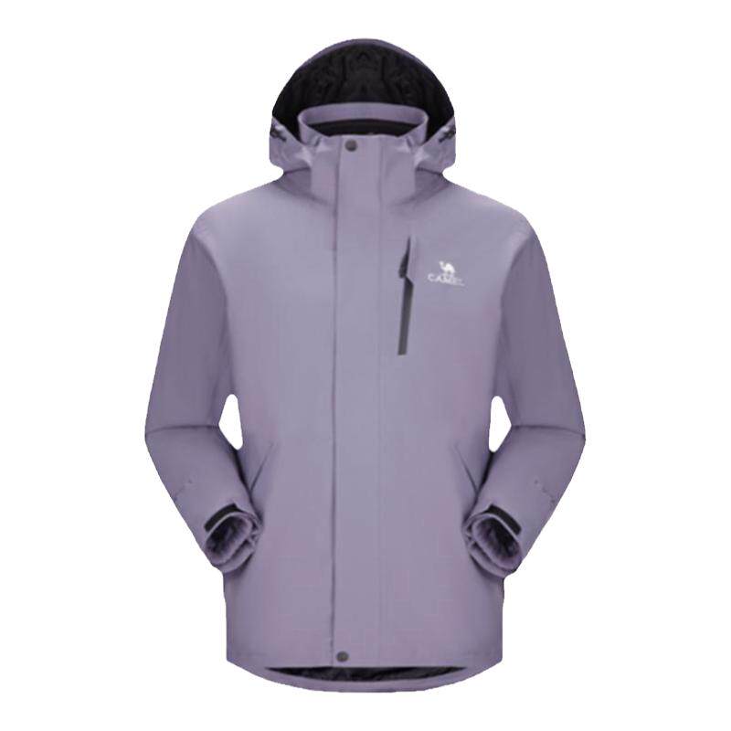 【凝夜紫】骆驼3514系列冲锋衣男女三合一户外防水登山服紫色外套