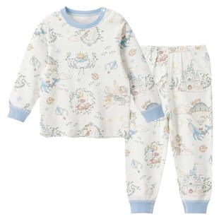 威尔贝鲁儿童保暖内衣套装宝宝纯棉高腰秋衣秋裤婴儿睡衣男童女童