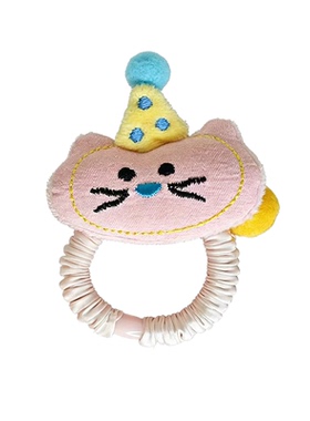 原创甜美可爱生日帽小猫发圈黄色羊毛毡球球大肠发圈粉色少女风