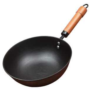 浙江永康炒锅老式迷你小铁锅家用一人食二人用生铁铸铁平底锅小号