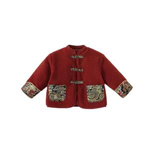 INSbobo女童汉服冬装休闲加厚唐装周岁礼服男宝冬季喜庆外出上衣