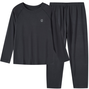 euv 儿童莫代尔秋衣秋裤男女童内衣小孩春秋打底套装中大童棉毛衫