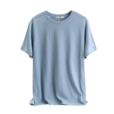 新款竹节棉亚麻简约风短袖t恤