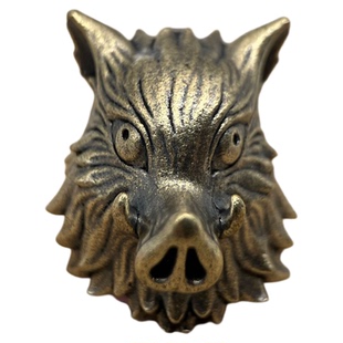 复古黄铜野猪头刀坠EDC伞绳挂件DIY金属吊坠钥匙扣配件刀具小挂饰