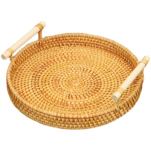 越南藤编水果篮手工编织日式面包篮馒头筐客厅家用收纳筐竹编托盘