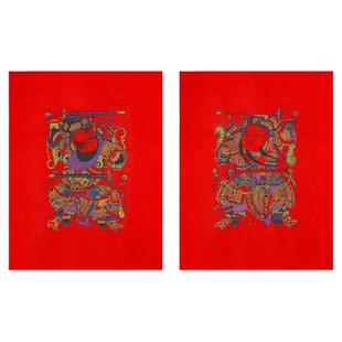 武强《鞭锏门神》木版年画秦琼敬德门神年画客厅挂画装饰画